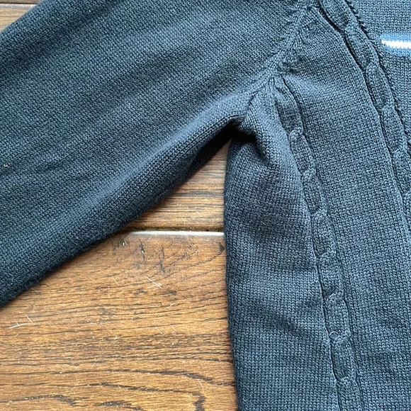 Tommy Hilfiger black logo cardigan zip up cable knit stretchy - Picture 8 of 10